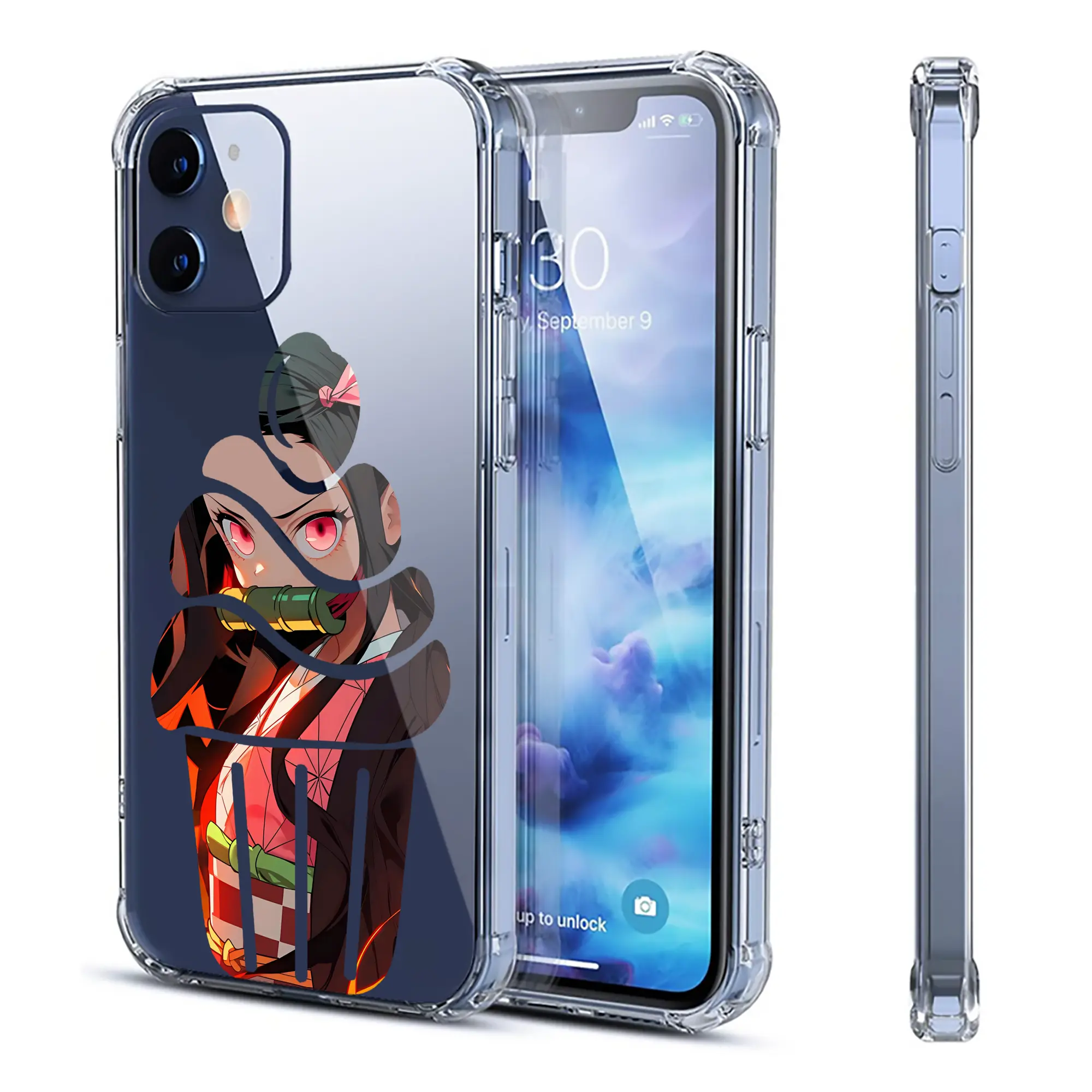 鬼滅の刃 グッズ,竈門 禰豆子 - IPhone 12シリーズ対応 ・ 透明スマホケース ・ クリアソフトケース ・ TPU素材 ・ 耐衝撃 ・ 高密着 ・ 防汚 防指紋 ・ 簡単着脱